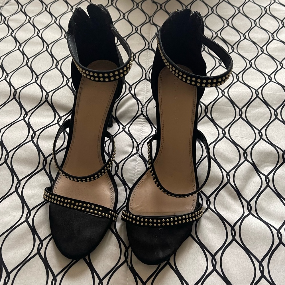 🍃(64)Kelly & Katie Women’s Faux Suede Heel Sandals. Black. Size 10